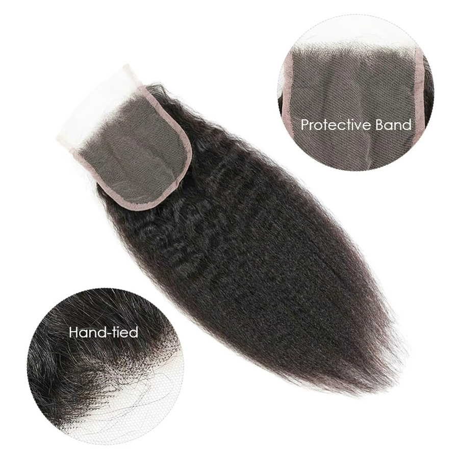 Linhua Yaki Straight Spitzenverschluss Echthaar, Damen - Bild 3