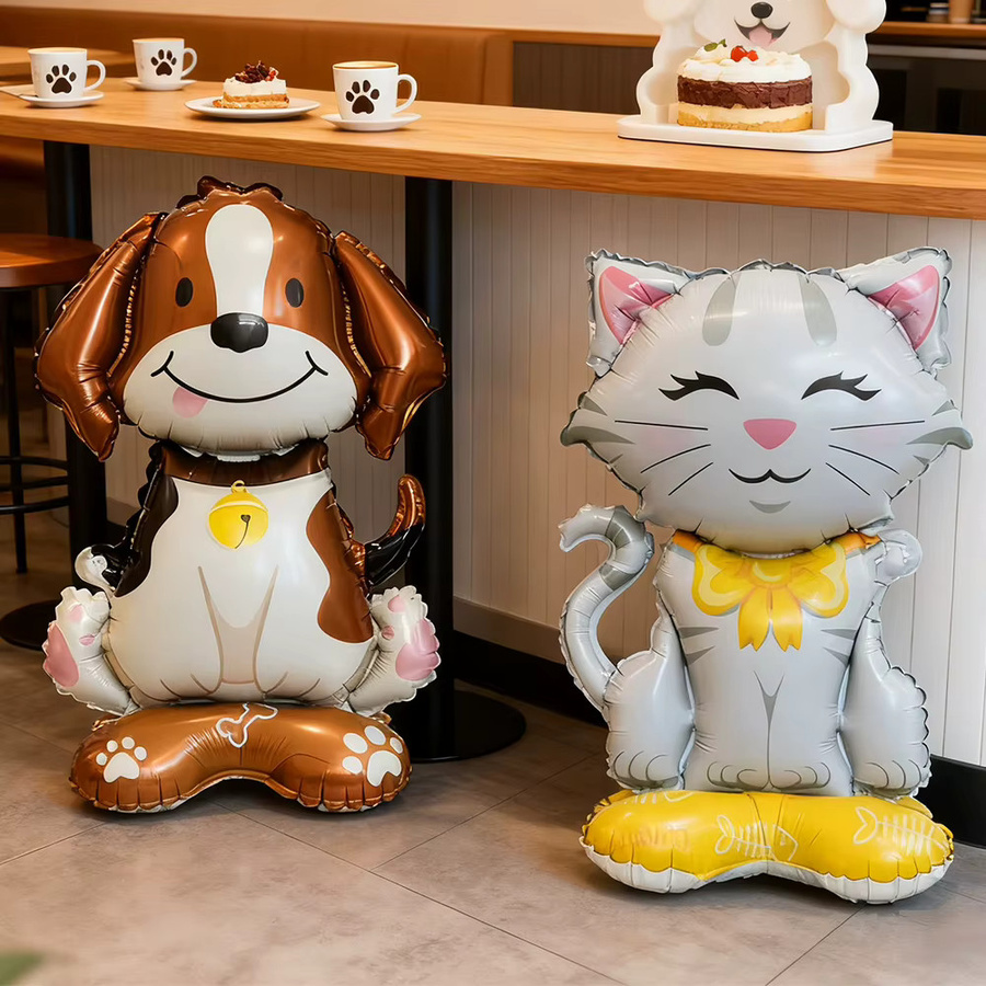 Tierballon mit Ständer, Cartoon-Hunde- und Katzen-Filmfiguren-Ballons, 1-teiliges Set - Bild 2