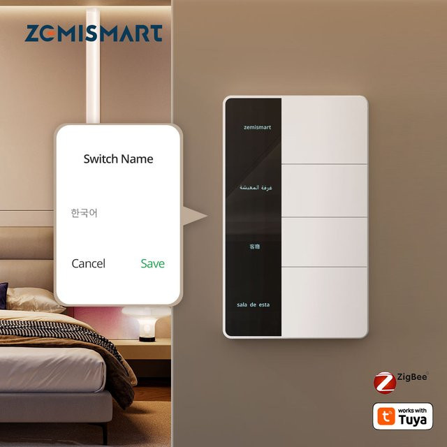 Zemismart Zigbee Display Switch mit Big Button in Weiß, kompatibel mit Tuya, Alexa und Google Home - Bild 1