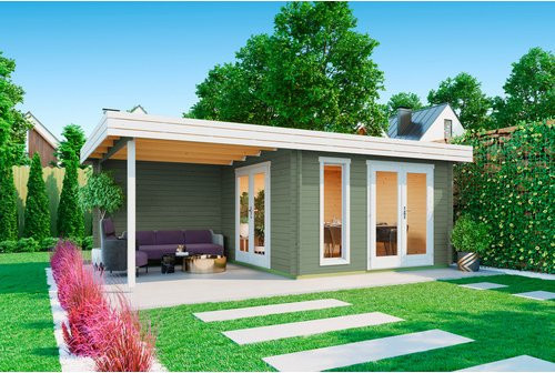 Lasita Gartenhaus Andres Blockbohlenhaus mit Flachdach in Grün, B/H/T: 6688 x 233,7 x 414,8 cm - Bild 1