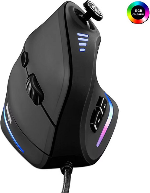 Jomaa Ergonomische Gaming-Maus mit RGB-Beleuchtung, kabelgebunden und programmierbar, Schwarz - Bild 1