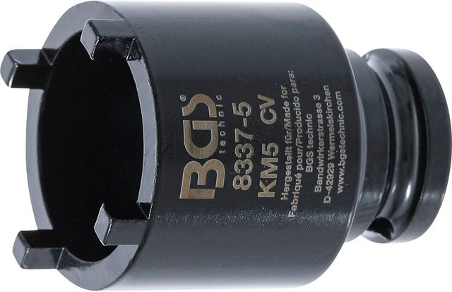 BGS Nutmutternschlüssel Zapfen Außen Liegend KM5 8337 5 aus Chrom-Vanadium in Schwarz mit 1/2 Zoll Antrieb - Bild 1