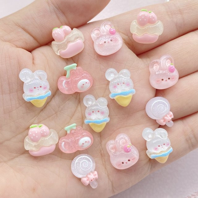 20 Stück Mini-Harz-Figuren, Lollipop, Kuchen, Hasen-Serie, Ornamente - Bild 1