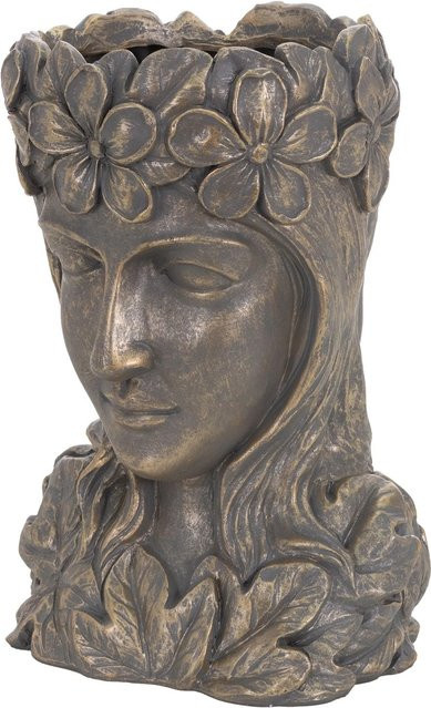 ML-Design Pflanztopf Frauenkopf in Bronze aus Polyresin, B/T/H: 21 x 16 x 32 cm - Bild 2