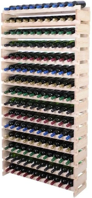 PROREGAL Weinregal VINOTECA FLEX aus massivem Kiefernholz, Natur unbehandelt, braun, H x B x T: 205 x 103 x 28 cm - Bild 1