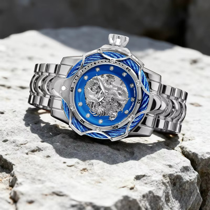 MEIRUIQI Armbanduhr, Automatik, Edelstahl, Blau, Herren - Bild 4