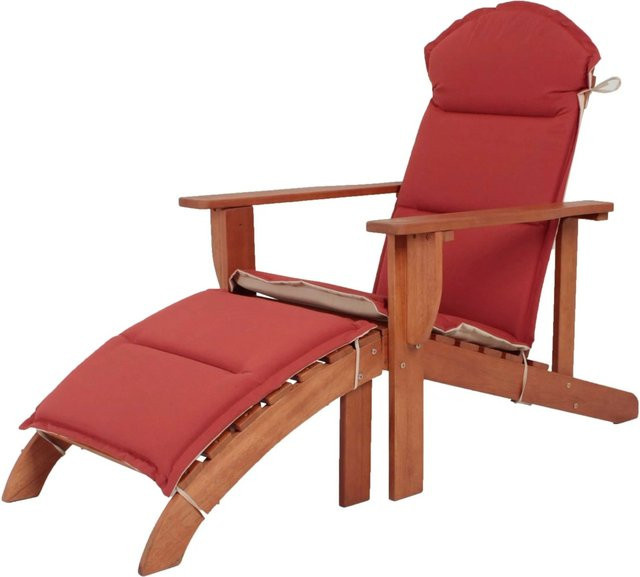 DELUKE Adirondack-Stuhl MARKUS aus Natur Eukalyptus mit wetterfesten Auflagen - Bild 1