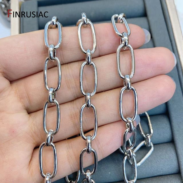 FINRUSIAC Gliederkette, rhodiniertes Messing, ovale Rolo-Kabelkette, Unisex - Bild 1