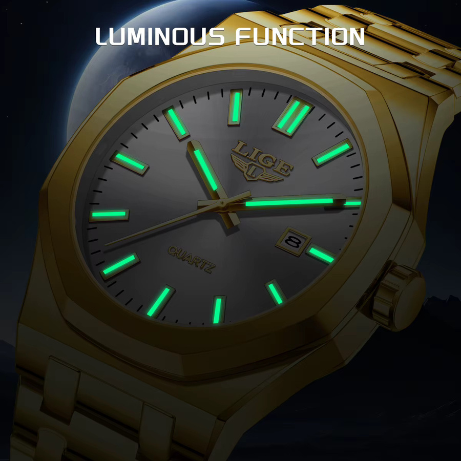 LIGE Armbanduhr Edelstahl, Quarz, Datum, Herren - Bild 3