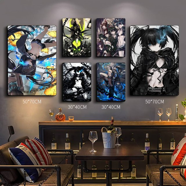 Anime Black Rock Shooter Vintage-Poster als selbstklebender Retro-Kraftpapier-Aufkleber in Multicolour, B/H: 15 x 15 cm - Bild 1