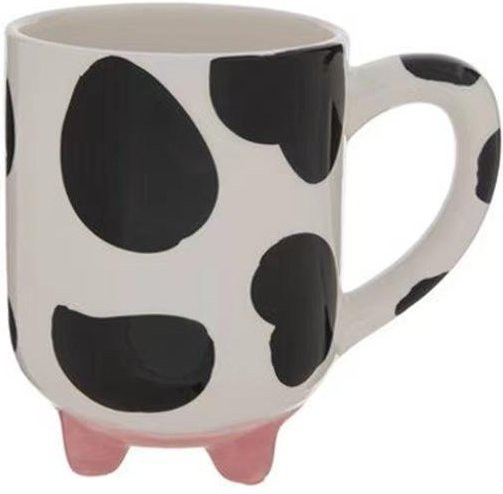 Lustige Keramik-Kaffeetasse mit Kuhdruck von Yiran Furniture, Weiß, 500 ml - Bild 1
