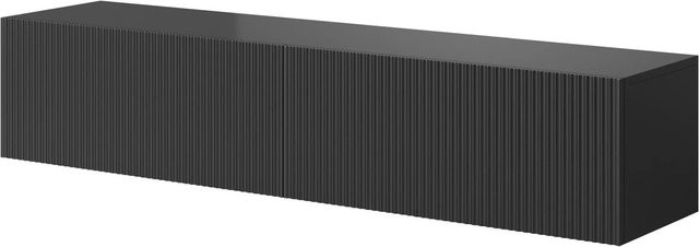 Selsey TV-Hängeboard Veldio mit Lamellenfront in Schwarz, Breite: 140 cm - Bild 1