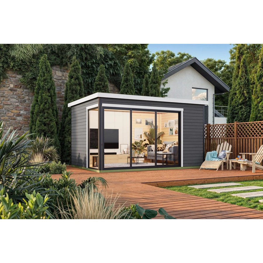 Lasita Gartenhaus Austin mit Flachdach in Carbongrau, B/H/T: 439,6 x 239,4 x 319,6 cm - Bild 3