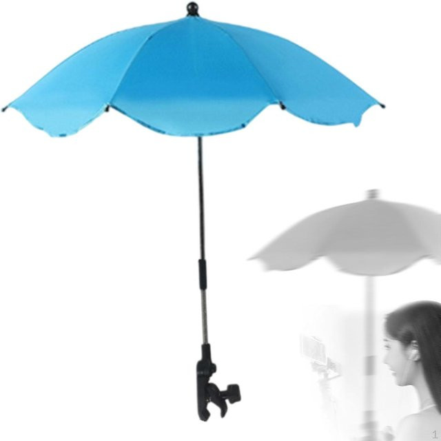 Crafttradeonline Sonnenschirm für Strandstuhl und Kinderwagen mit 360 Grad verstellbarer Klemme in Blau - Bild 1