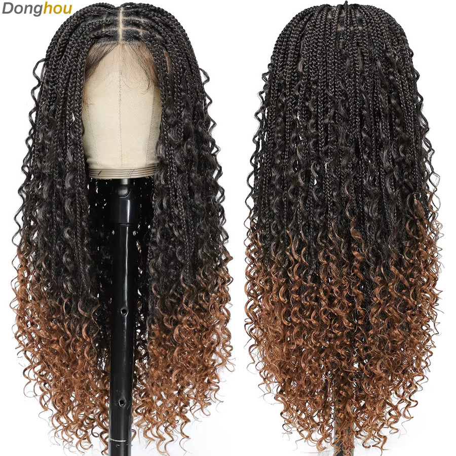 Donghou Ombre Boho knotenlose geflochtene Perücke, Damen, 1B T30 - Bild 3