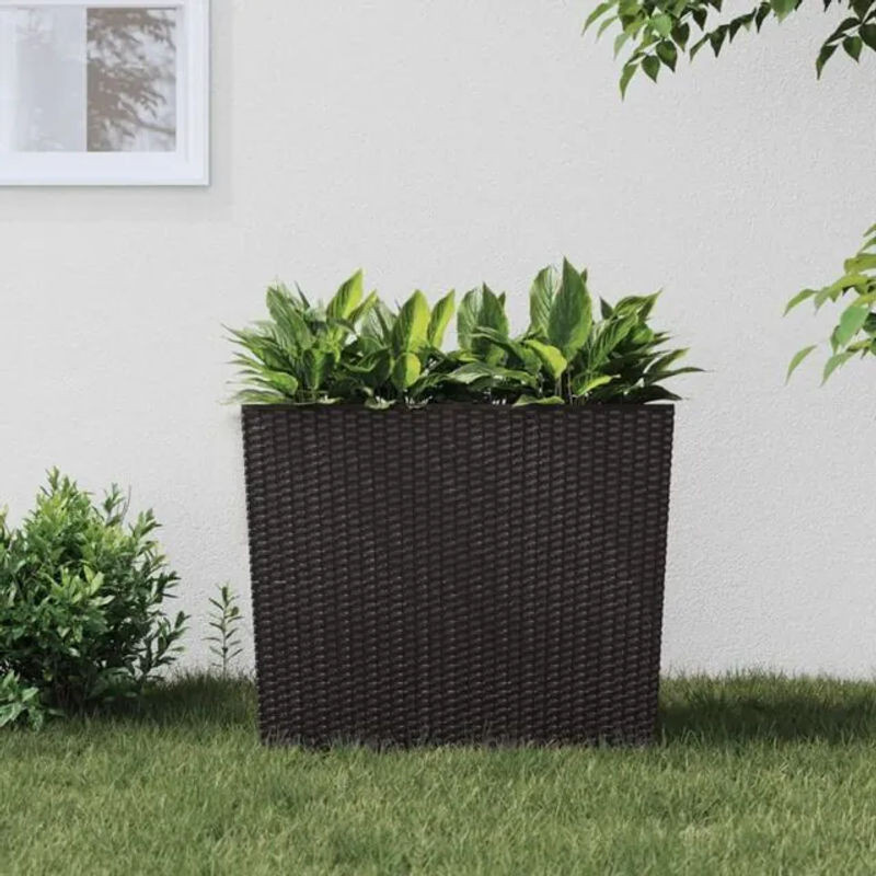 Vidaxl Pflanzkübel in Braun mit herausnehmbarem Einsatz aus Kunststoff in Rattan-Optik - Bild 1