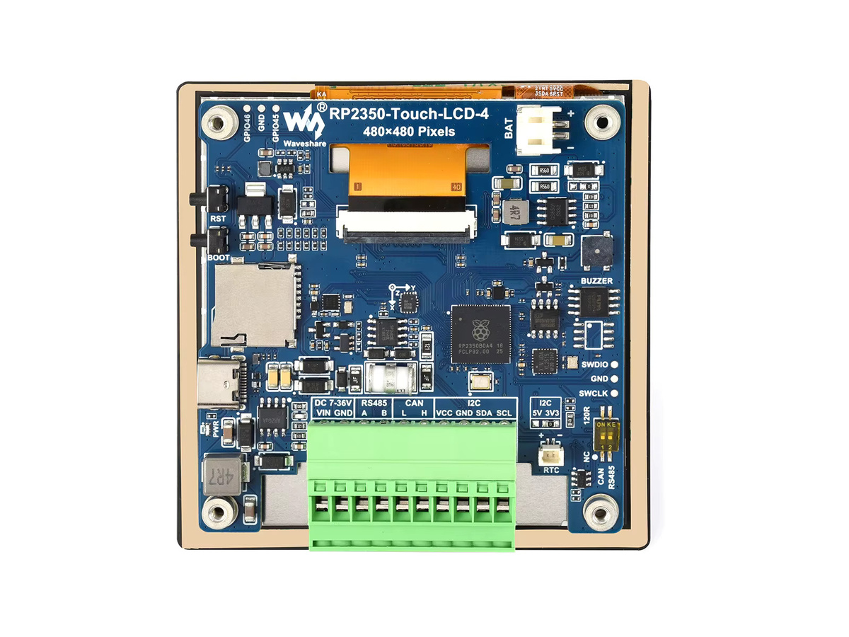 Waveshare RP2350 4-Zoll-Display-Entwicklungsboard in Schwarz mit optionaler Touch-Funktion, 65K-Farbe und Dual-Core Dual-Architektur - Bild 1