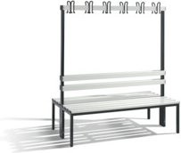 C+P Doppelseitige Garderobenbank Basic Hall-Tree mit Sitzfläche, Farbe Sitzleisten Lichtgrau, Farbe Gestell Schwarzgrau, H: 165,0 cm, B: 150,0 cm, T: 75,6 cm - Bild 1