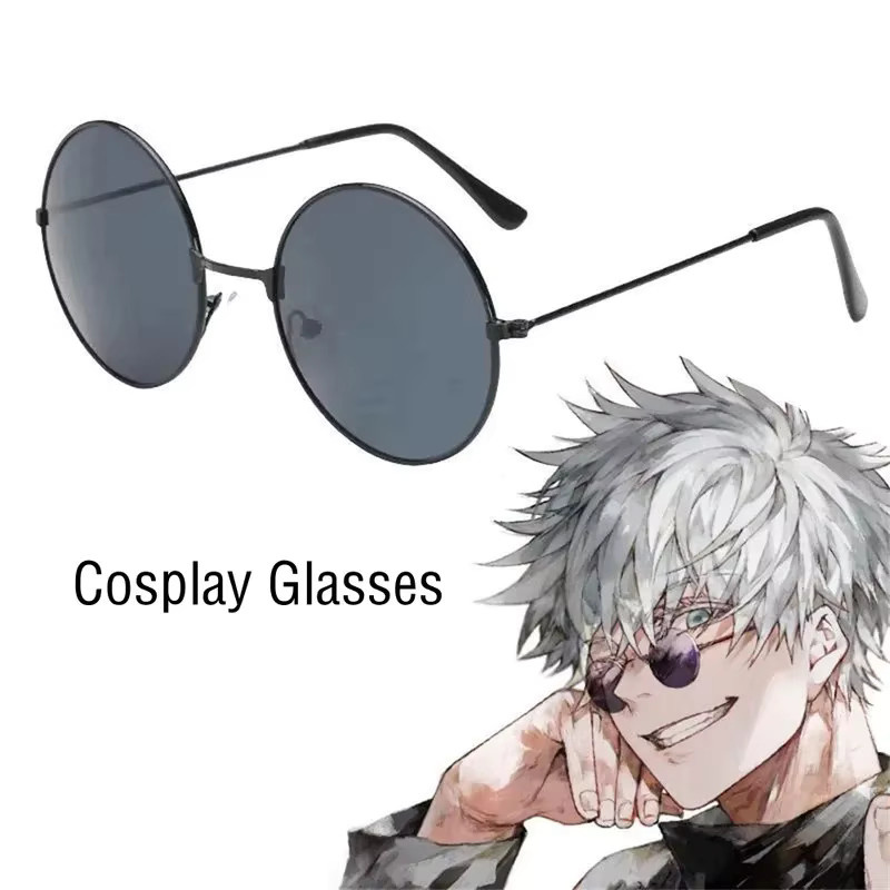 Anime Gojo Satoru Sonnenbrille, Round, Metal, Schwarz, Unisex - Bild 3