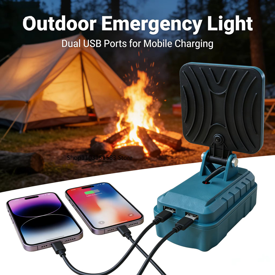 Kabellose LED-Arbeitsleuchte für Makita 14,4 V-18 V Li-Ionen-Akkus, Blaue SMD-Campinglampe und Notbeleuchtung - Bild 3