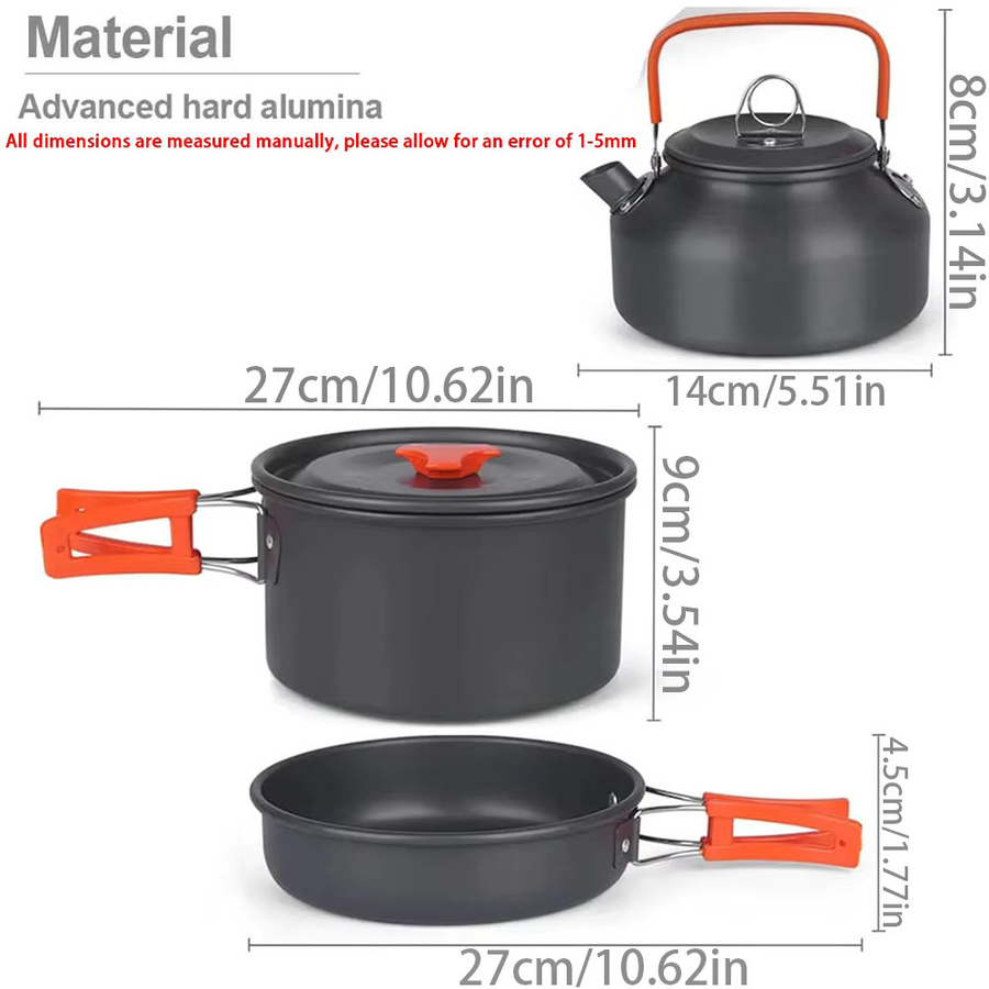 LISM Camping-Kochgeschirr-Set aus Aluminium in Schwarz für Outdoor, Wandern und Picknick - Bild 2