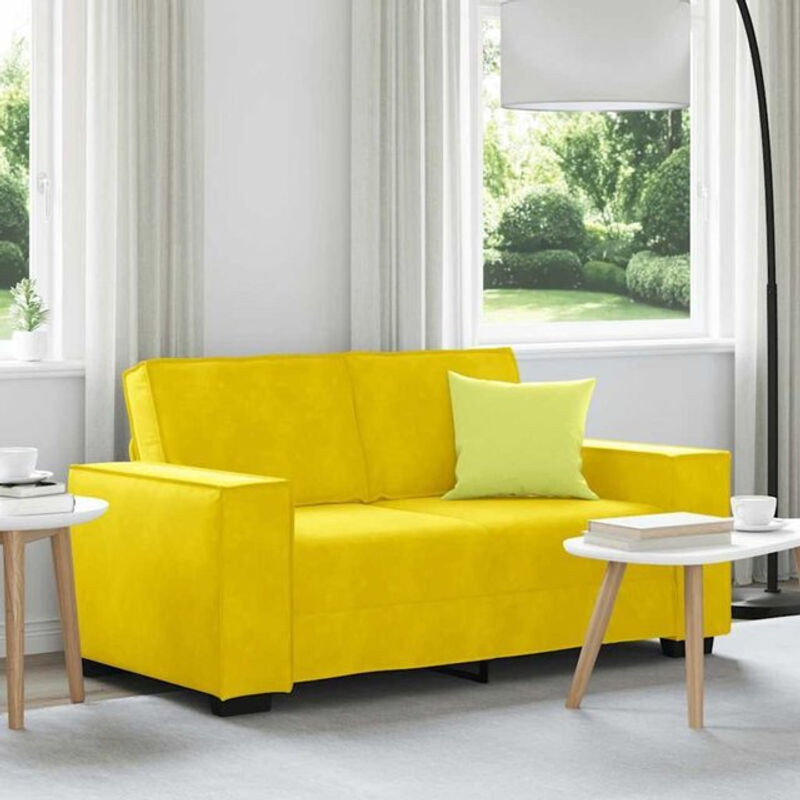 Vidaxl 2-Sitzer-Sofa aus Samt und Metall in Gelb, Modernes Design, Breite: 120 cm - Bild 1