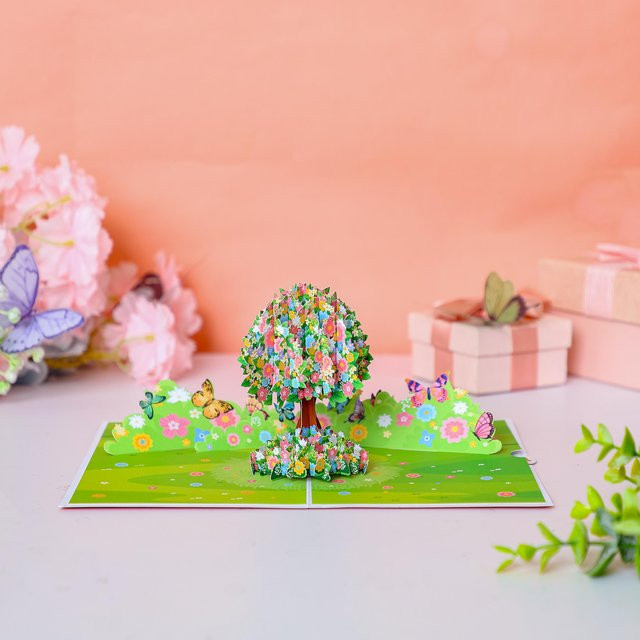 Opjoys 3D-Grußkarte mit Schmetterlingen und Blumen in Multicolour - Bild 1