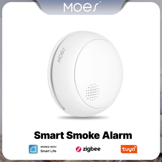 MOES ZigBee Smart Rauchmelder in Weiß mit 85 dB Sirene und App-Alarm für intelligenten Sicherheitsschutz - Bild 1