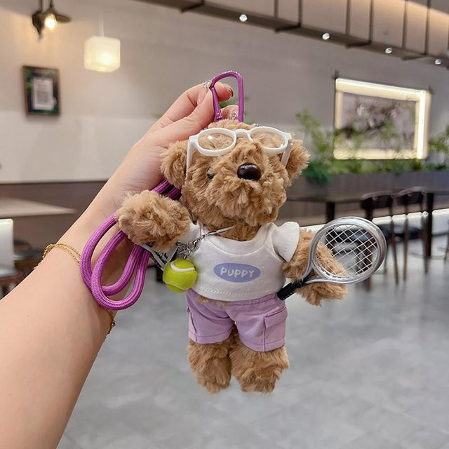 Linyi toy Schlüsselanhänger Kleiner Bär, Plüschpuppe, grau, Unisex - Bild 1