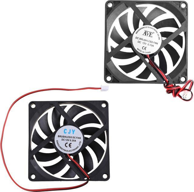 DOUBLEPOW Bürstenloser DC-Lüfter 8010 in Schwarz, 80 mm, DC12V 0,15 A, 2-polig, 2600 min⁻¹ - Bild 1