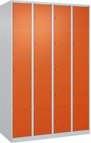 C+P Schließfachschrank Classic PLUS mit 4 Abteilen, Stahlkonstruktion, Grau/Reinorange, B/T/H: 120 x 50 x 185 cm - Bild 1