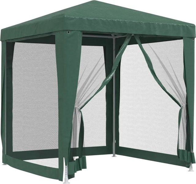 vidaXL Partyzelt aus HDPE mit 4 Mesh-Seitenwänden in Grün, B/T: 200 x 200 cm, H: 240 cm - Bild 1