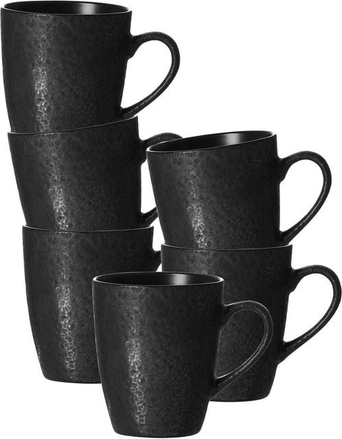 Ritzenhoff & Breker Kaffeebecher Kitwe aus Keramik Schwarz 6er Set 370 ml - Bild 1