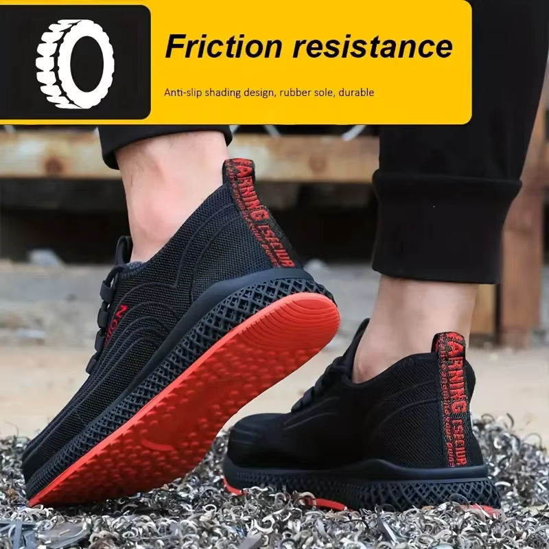 QUELERK Sicherheitsschuhe mit Stahlkappe in Schwarz, atmungsaktive Arbeitsschuhe für Damen und Herren nach EN ISO 20345 - Bild 4