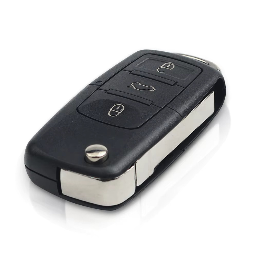 KEYYOU Auto Fernschlüssel mit Batterie für VW Passat Polo Skoda Seat Altea Ibiza Leon Toledo, 434MHz ID48 Chip, Flip Schlüssel, Schwarz - Bild 2