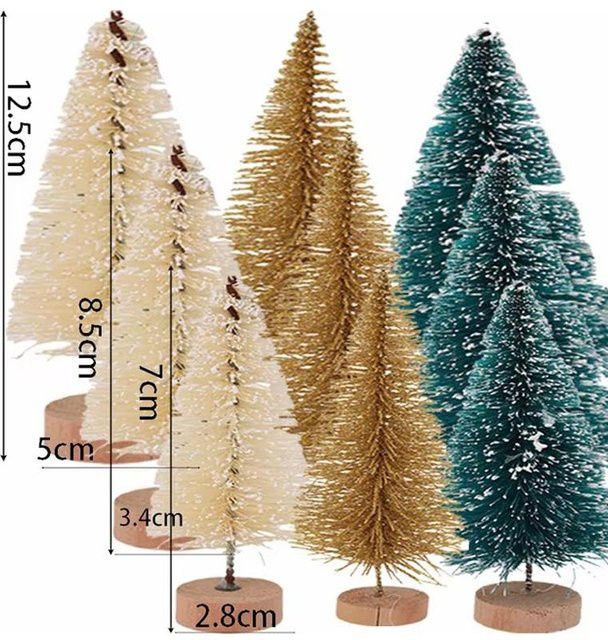 Yiran Furniture Miniatur Kiefernbäume als künstliche Weihnachtsbaum-Deko für den Tisch, 9 Stück, beige - Bild 1