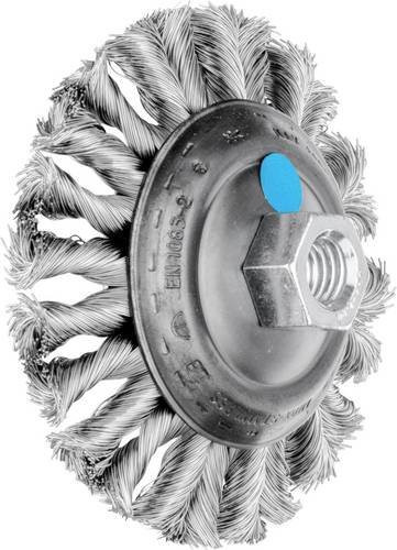 PFERD COMBITWIST Kegelbürste gezopft für Winkelschleifer, Edelstahl-Draht-Ø 0,35 mm, Durchmesser: 100 mm, M14 Gewinde, Silber - Bild 1