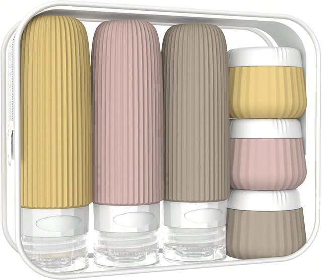 Reiseflaschen-Set, 6 Teile, Silikonflaschen und Cremetiegel, Unisex - Bild 1