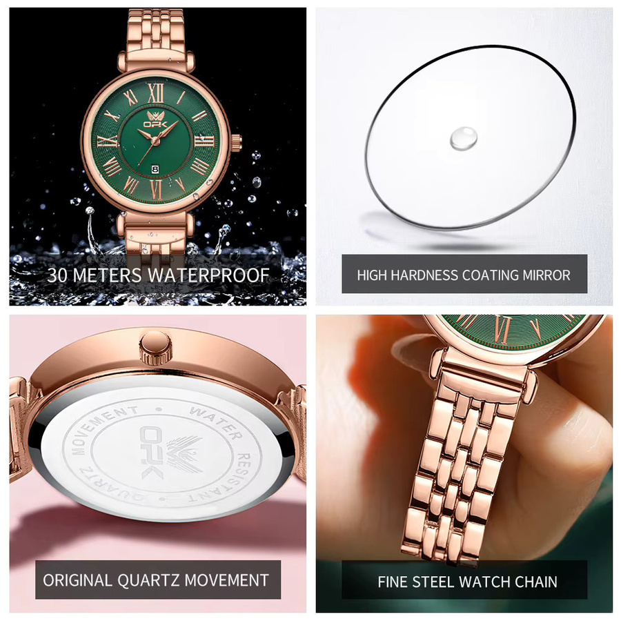 OPK Armbanduhr Quarz, Edelstahl, Roségold, Damen - Bild 6