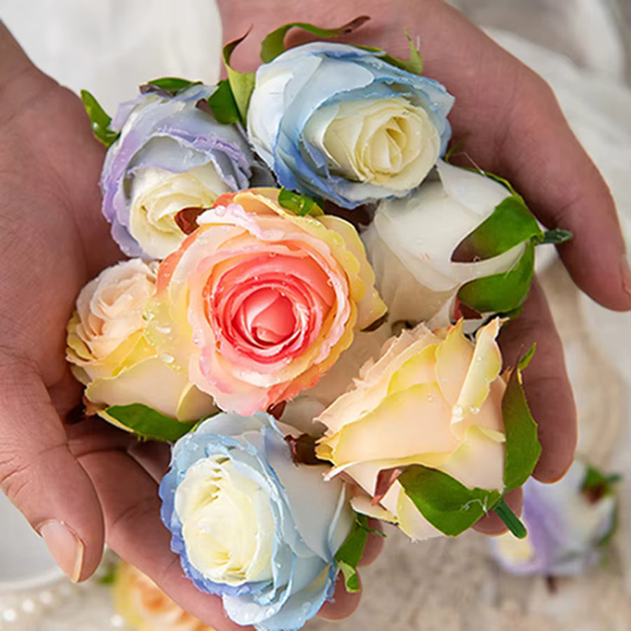 Künstliche Seidenrosen in Multicolour für DIY-Dekorationen, Hochzeiten und Garten-Gestaltung (10 oder 20 Stück) - Bild 3