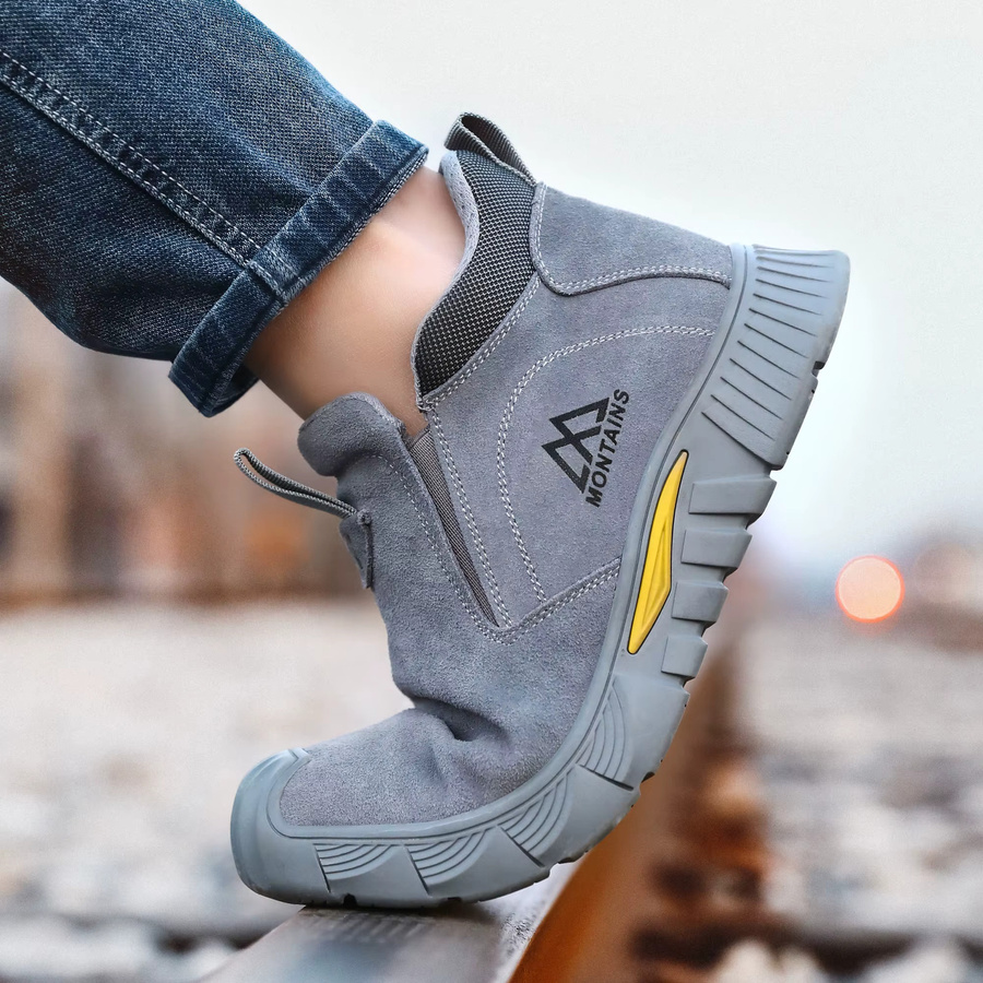 QUELERK Sicherheitsschuhe für Männer in Grau mit Stahlkappe und Durchtrittschutz im Sneaker-Design - Bild 4