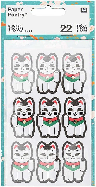 Rico Design Paper Poetry Sticker Jardin Japonais Winkekatzen, 22 Stück - Bild 1