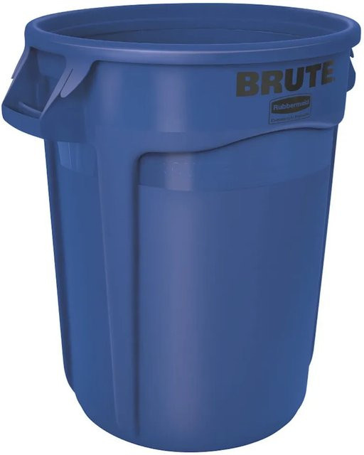 Rubbermaid Brute Runde Mehrzwecktonne mit Belüftungskanälen aus widerstandsfähigem Kunststoff, Blau, H x B x T: 69,2 x 63,5 x 55,5 cm, 121,1 Liter - Bild 1