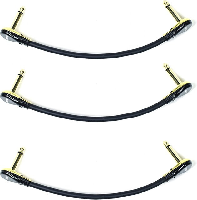 EROK Gitarreneffektpedal-Patchkabel Set mit 1/4 Zoll rechtwinklig abgeschirmten Steckern in Schwarz und Silber aus sauerstofffreiem Kupferkern für Gitarre, Bass und Pedalboards - Bild 1