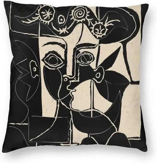 JMG Clothing Luxus Kissenbezug Pablo Picasso Kunstmotiv aus Polyester, Farbe: Schwarz, B/T/H: 50 x 50 x 0 cm - Bild 1