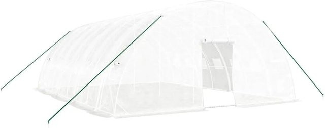 vidaXL Gewächshaus mit Stahlrahmen und Polycarbonat in Weiß, B: 8 m, T: 6 m, H: 2,85 m - Bild 1