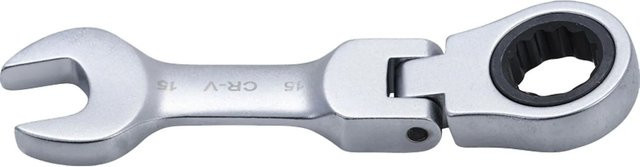 BGS Ratschenring-Maulschlüssel kurz abwinkelbar aus Chrom-Vanadium in Silber SW 15 mm - Bild 1