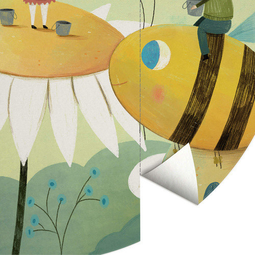 K&L Wall Art Runde Vliestapete Loske Honig Bienen Freunde Kinder, mehrfarbig, matt - Bild 2