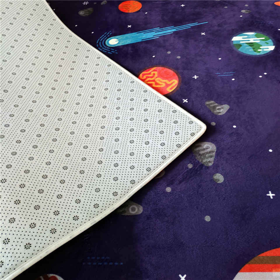 Yiran Furniture Kinderteppich Universum Planeten Design aus weichem Flanell, Waschbar, Multicolour, B: 150 cm, B: 90 cm - Bild 2