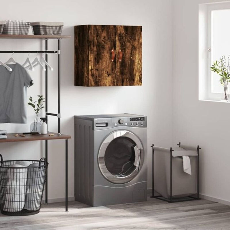 Wandschrank Vidaxl aus Holzwerkstoff in Räuchereiche Braun B/T/H: 60 x 31 x 60 cm mit Drehtüren - Bild 1